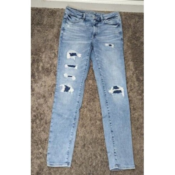 American Eagle Jean Womens 6 Super Hi Rise Jegging Next Level Distressed - Picture 1 of 5
